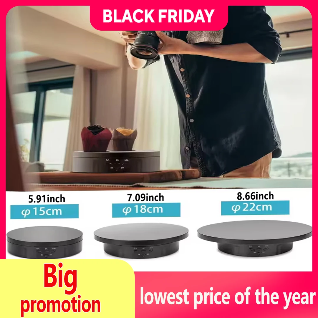 

3in1 rotating turntable, used as a video shooting prop for jewelry shoes, electrically adjustable 3-speed 360°.Christmas present