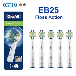 Oral B-substituível Tooth Brush Heads para escova de dentes elétrica, Flossaction, branqueamento, limpar os dentes, cerdas macias, recargas para adulto