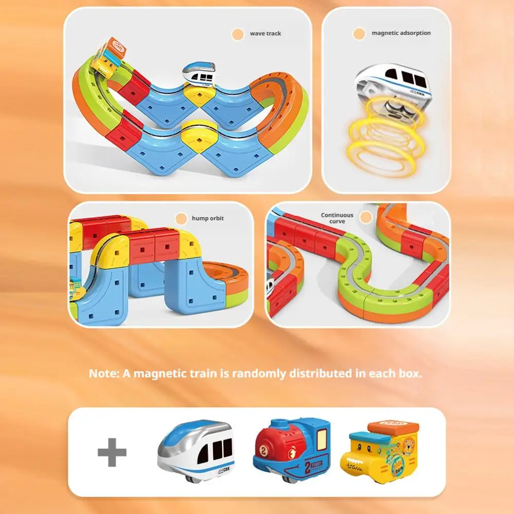 DIY Assembly Magic Track Train Building Block Multiple Shapes Kids STEM Educational Electronic Train Construction Tracks Toys