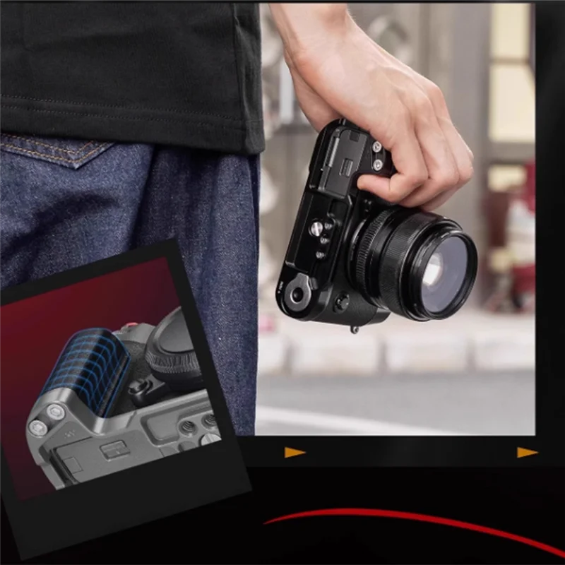 FFYY-para Fujifilm X-T50 Compatible con placa L montaje antideslizante madera ébano nogal soporte de Base de cámara agarre de mano para dedo