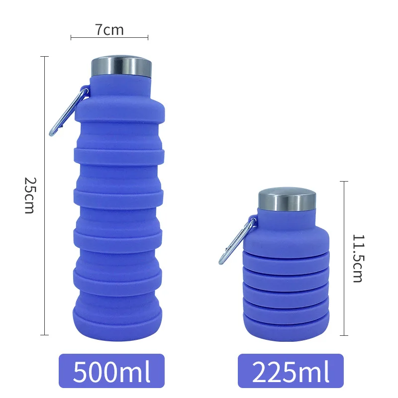 2024 New Outdoor Sports Silicone Water Bottle Mountaineering Riding Portable Silicone Foldable Water Bottle