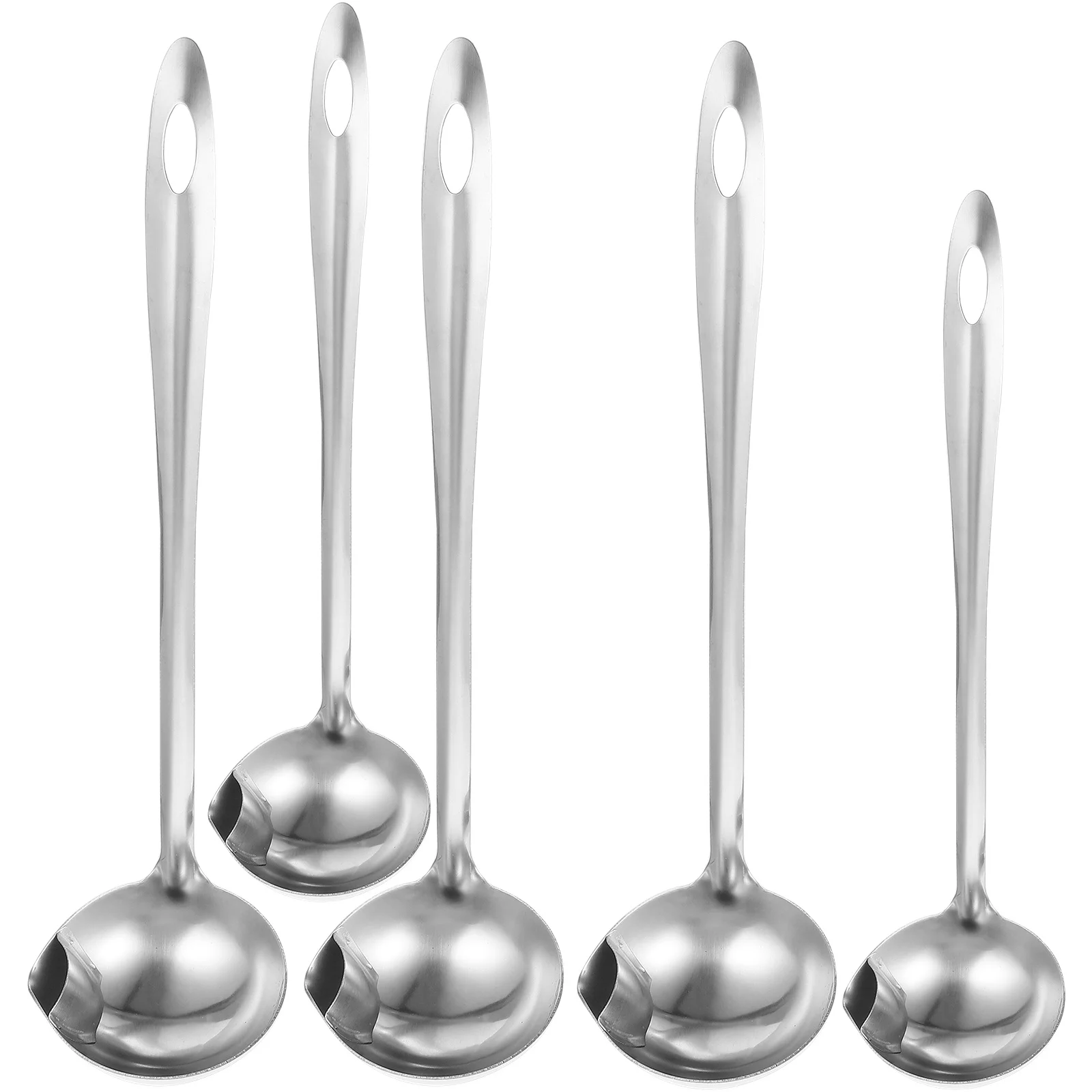 

5Pcs Stainless Steel Oil Separator Ladle Soup Ladle Fat Oil Filter Spoon Kitchen Skimmer Heat Resistant for Home Restaurant