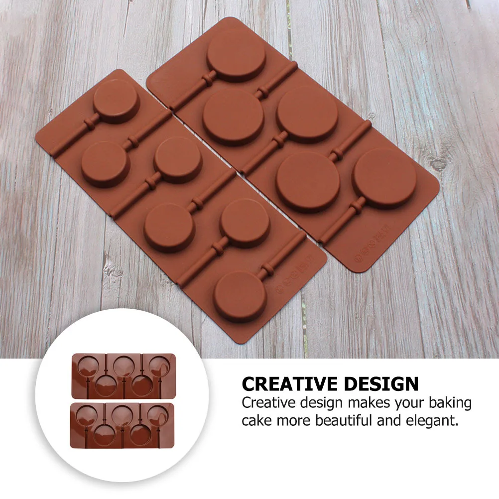 

2 PCS Silicone Mold Chocolate Lollipop Molds Caramel Round for Baking Flexible Candy Making