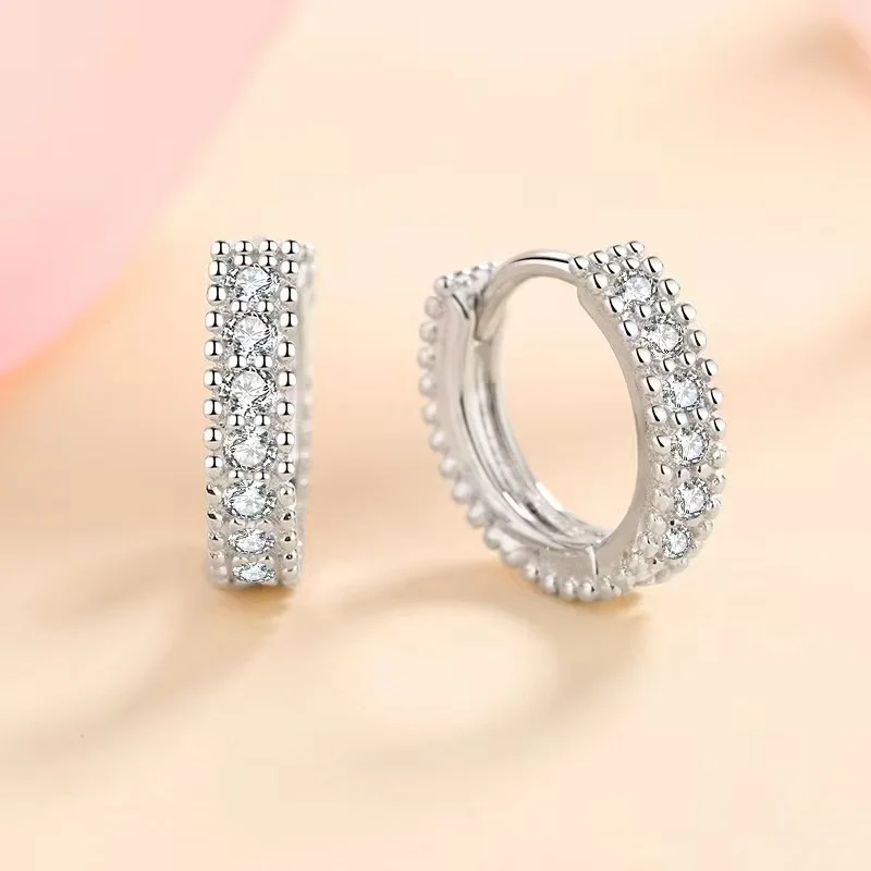 Women D Color Moissanite Hoop Earrings, 925 Sterling Silver White Gold Plated Luxury Wedding Party Fine Jewelry