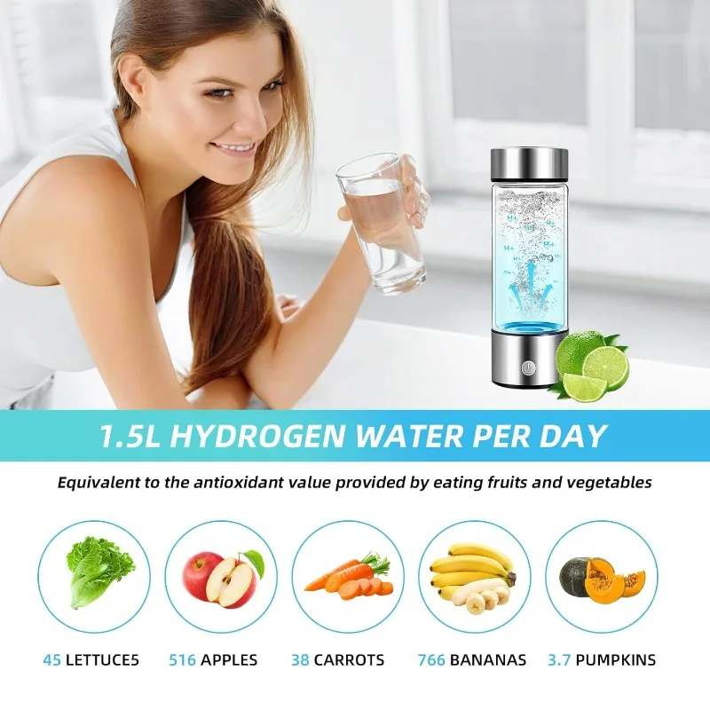 Hydrogen Water Bottle,Fiudiry Hydrogen Water Generator Improve Water Quality in 3 Minutes with Advanced SPE and PEM Technology