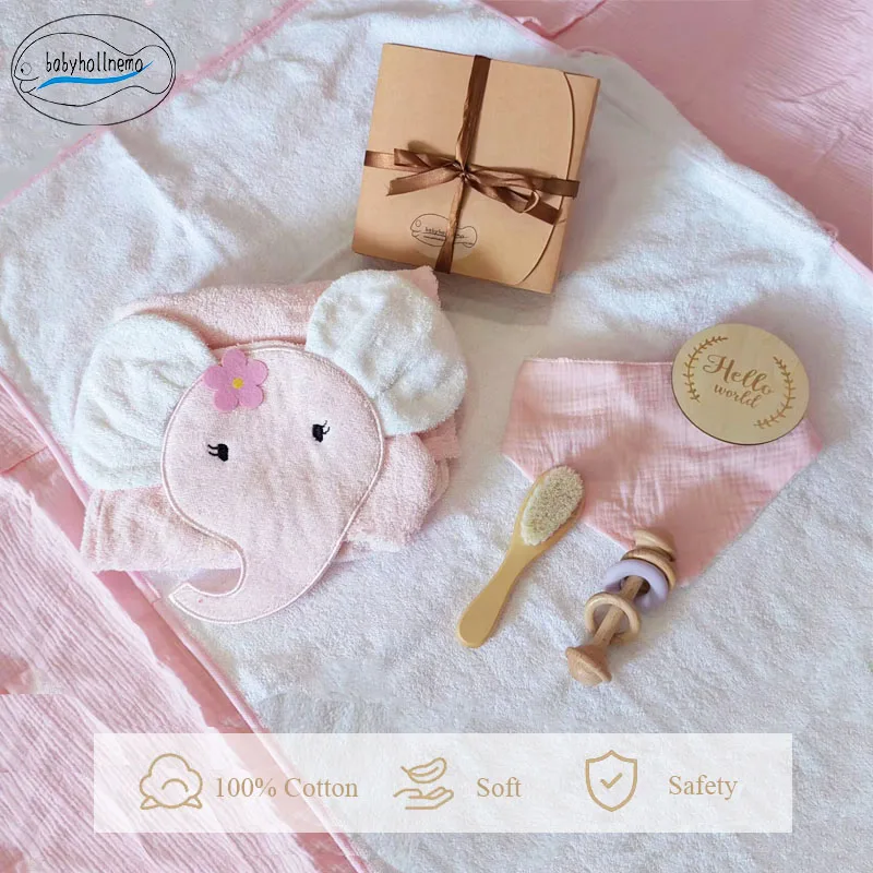 Accessoires de bain pour bébé, ensemble cadeau, serviette de bain, brosse, bâton à manivelle, accessoires de photographie pour nouveau-nés