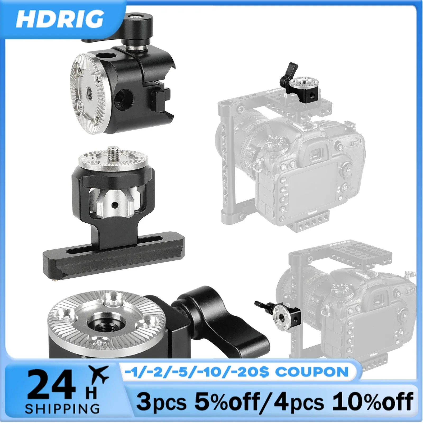 

HDRIG Quick Release NATO Rail Clamp to Rosette Adapter Right Side Left Side Compatible For DJI Gimbal Stabilizer RS 2 RS 3