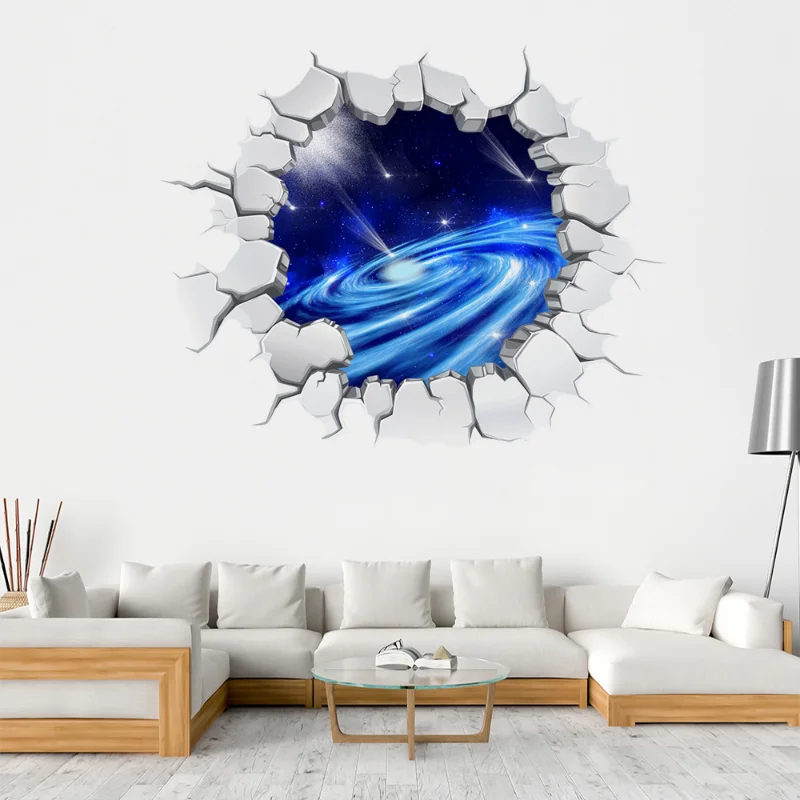 3D effect Gorgeous Space Galaxy Astronaut Kids Boy Children Nursery Baby Room Wall Stickers Ceiling Decor Removable Decals Mural