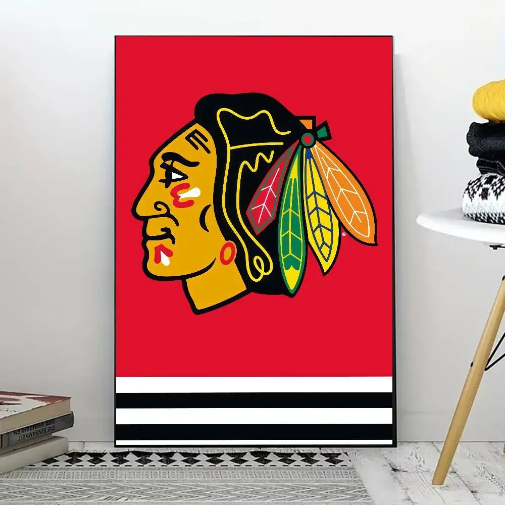 C-chicago B-black-hawks Poster for Living Room, Bedroom, Office, or Bar, Frameless, Indoor Use, Bedroom Wall Art.