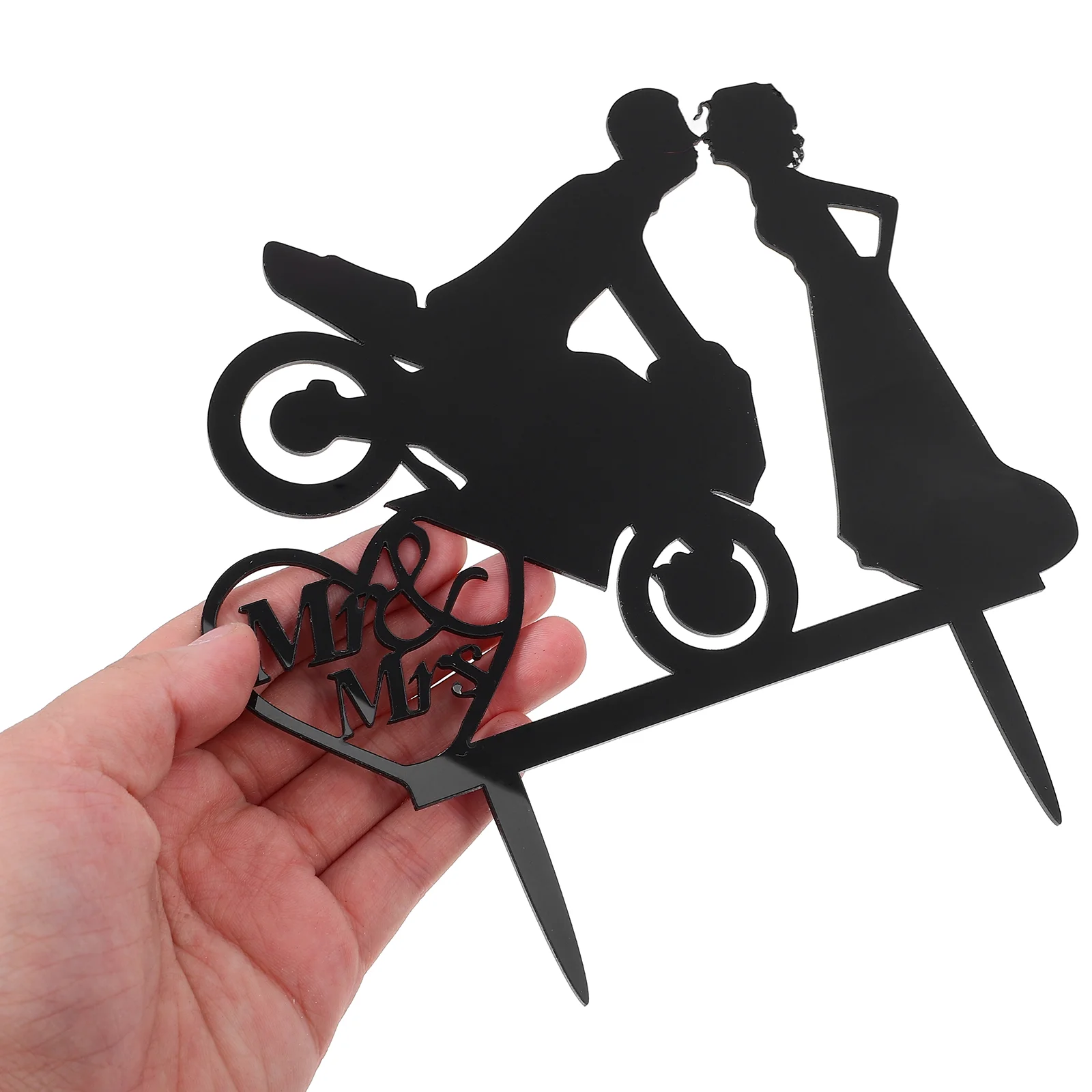 Topper na tort weselny Western Motorcycle Cupcake Toppers Akrylowa wkładka Zabawna karta dla panny młodej i pana młodego