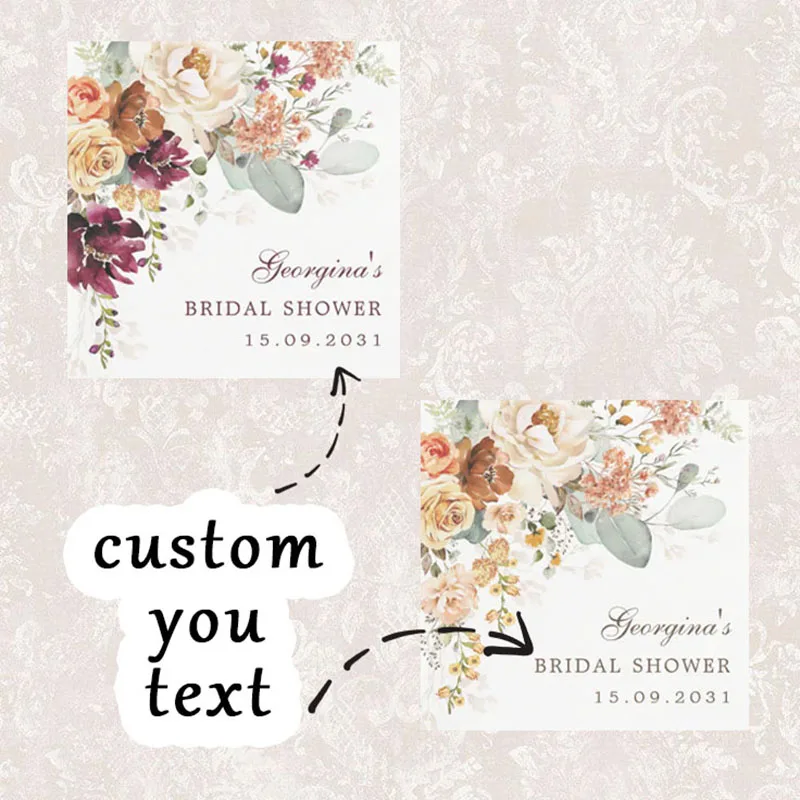 สติกเกอร์ชื่อและวันเกิดแบบกำหนดเอง 90 ชิ้น (สำหรับงานแต่งงาน พิธีบัพติศมา การ์ดเชิญงานปาร์ตี้)