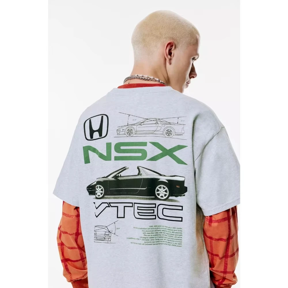 هوندا 2026 جديد حار الرجال والنساء تي شيرت NSX الصيف تي شيرتات قطن الربيع والخريف دراجة نارية على الطرق الوعرة فضفاضة كبيرة الحجم #1