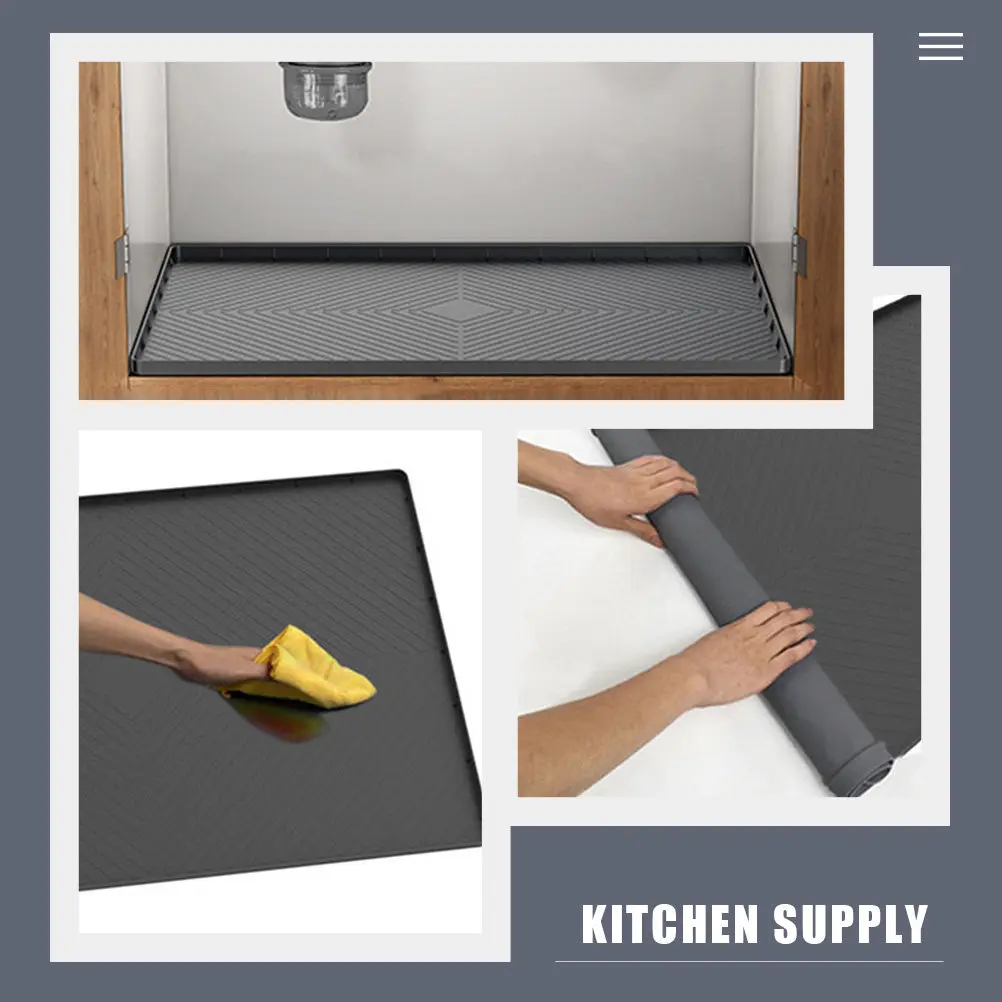 

Waterproof Silicone Under Sink Mat Large Cabinet Liner Kitchen Bathroom Storage Organizer Protective Pad