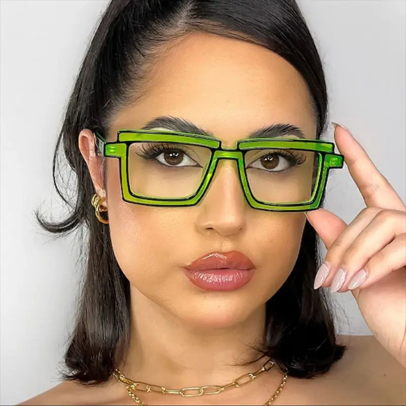 Vintage Square Eyeglasses Cute Cartoon Style Blue Light Blocking Spectacles Ins Trendy Optical Computer Eyewear Driving Shades