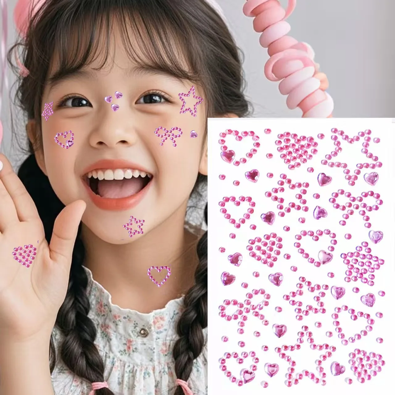 Stage Decoration Diamond Stickers Heart Makeup Bow Colorful Love Gem for Party Atmosphere Self Adhesive Craft