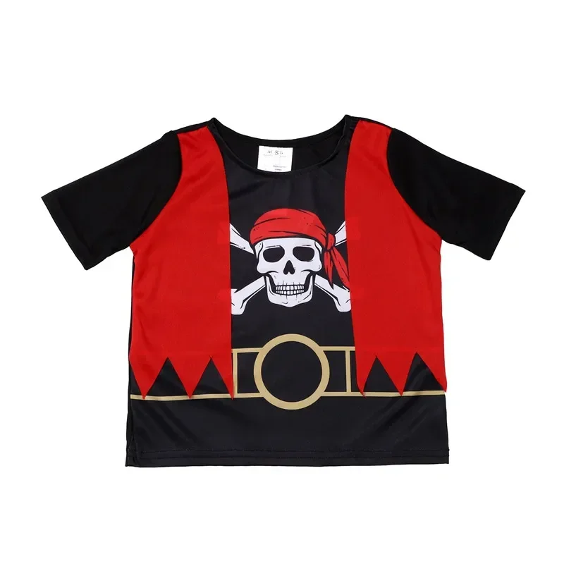 Jungen Piratenkostüm-Set Kurzarm-Oberteil Lange Gestreifte Hose Halloween Trick-Or-Treat Geburtstags-Party-Outfit – Detail 4