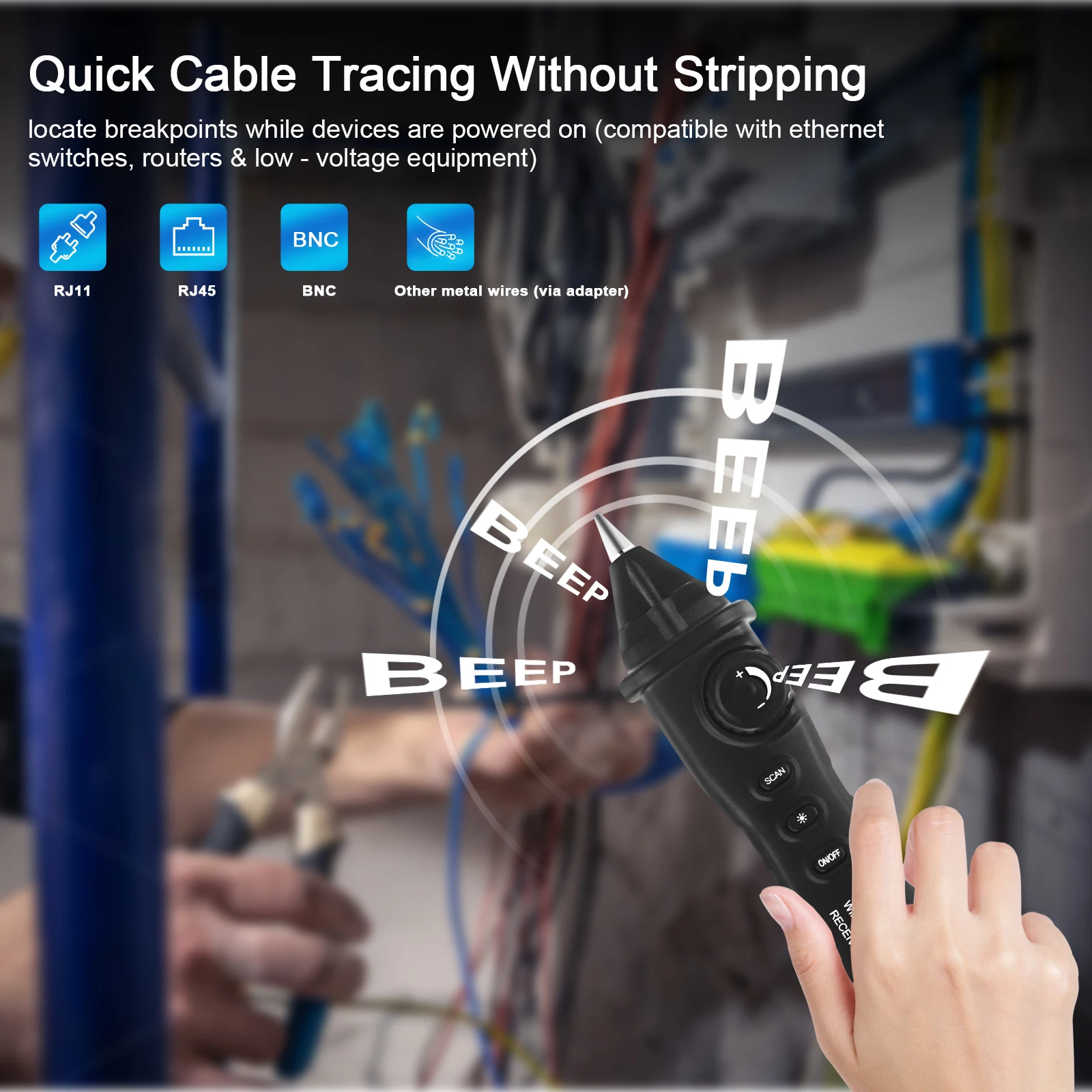 5900A Multifunction Wire Tracker Cable Tester RJ45 RJ11 Tone Generator NCV Detector for Network Telephone Electrician Repair view 5