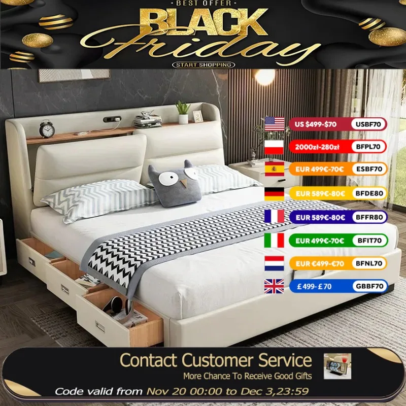 

Princess Waterproof Double Bed Platform Designer Full Size Bases Double Bed Queen Living Room Camas Matrimoniales Home Furniture