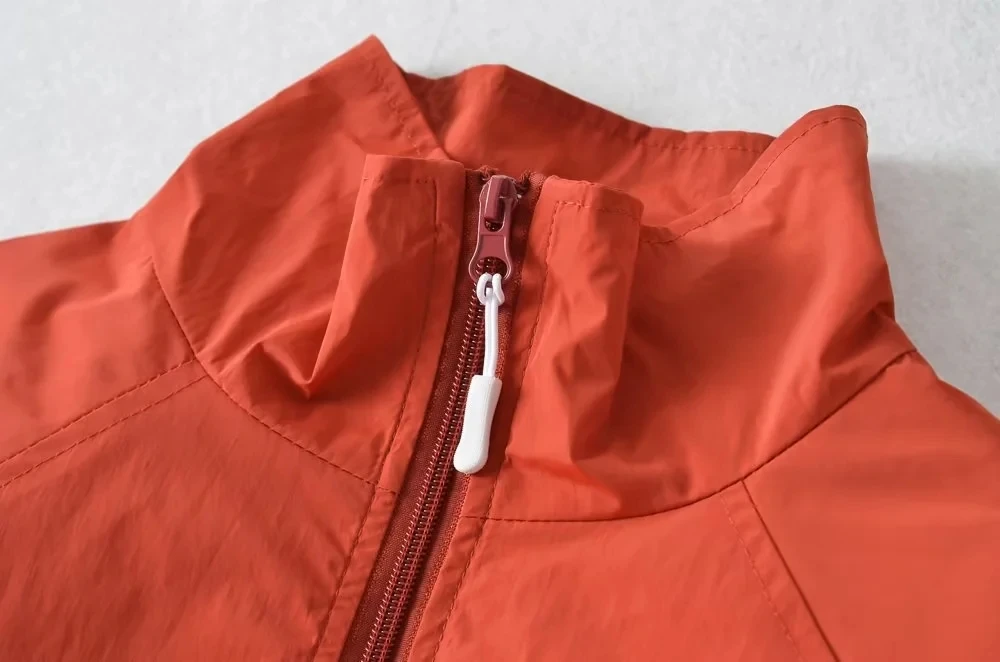 아메리칸 스타일 스탠드 칼라 짧은 재킷 편지 패치 워크 재즈 탑 빠른 건조 높은 허리 여성을위한 작은 겉옷