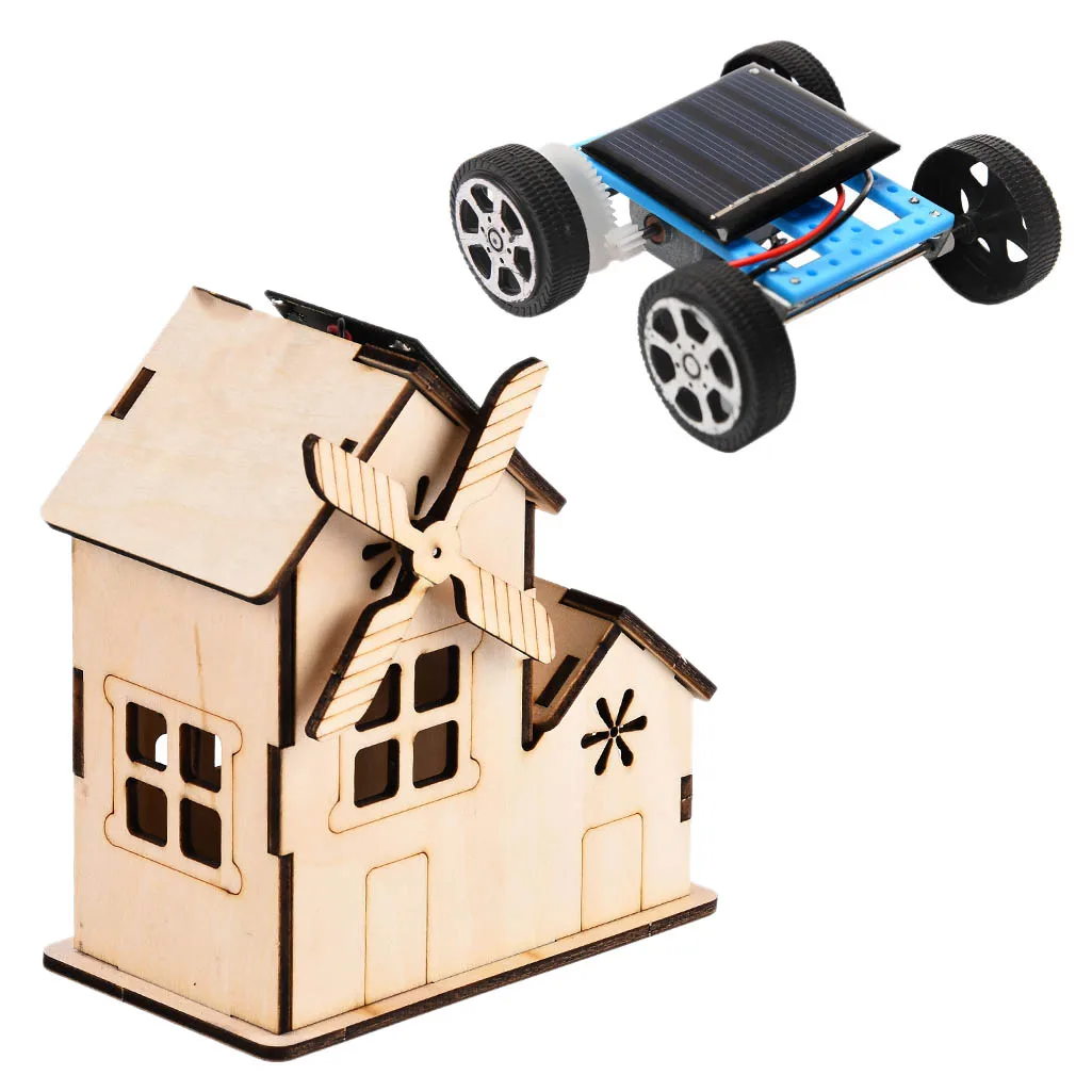 2 Sets Science STEM , Motor Solar Powered Car Kit, DIY Science Engineering Experiments Projects