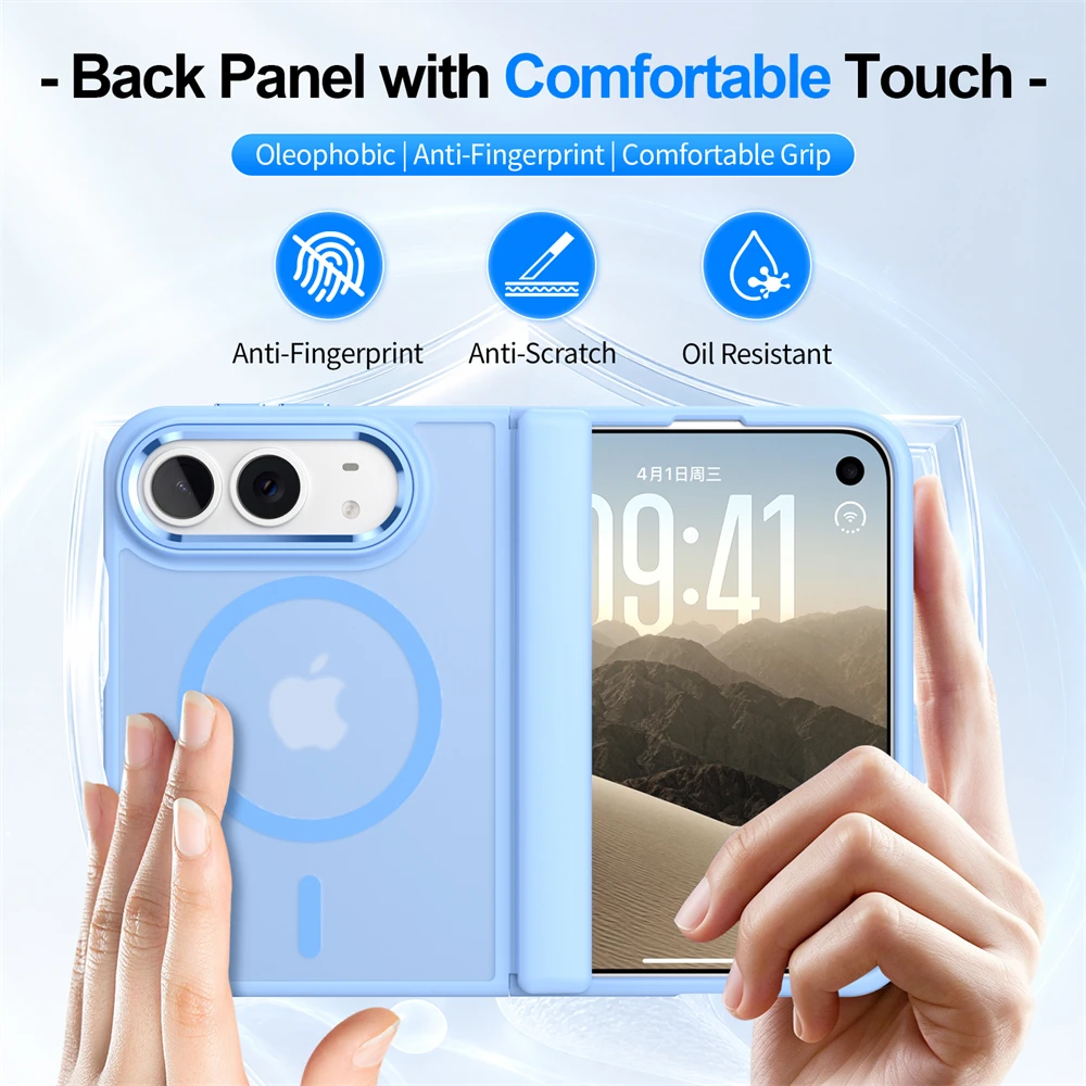 Luxury Matte Magnetic Charge Phone Case For iPhone Duo For Magsafe Skin Feel Translucent Shockproof Fold Cover Funda