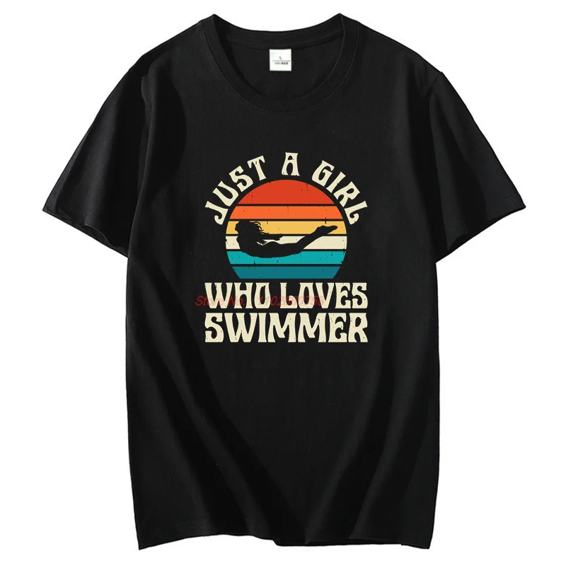 Summer Cotton Short Sleeve T-Shirts Funny Swimmer Sport Vintage Swimming Graphic T Shirts Tees Tops Casual Unisex Print T Shirt