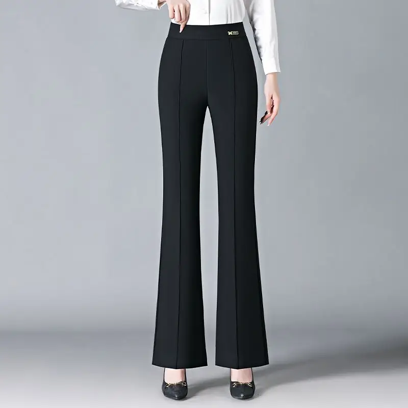 New Bell Bottom Women in Autumn Winter High Waist Slimming Trousers Straight Leg Versatile Slightly Hanging Bell Bottom Pants