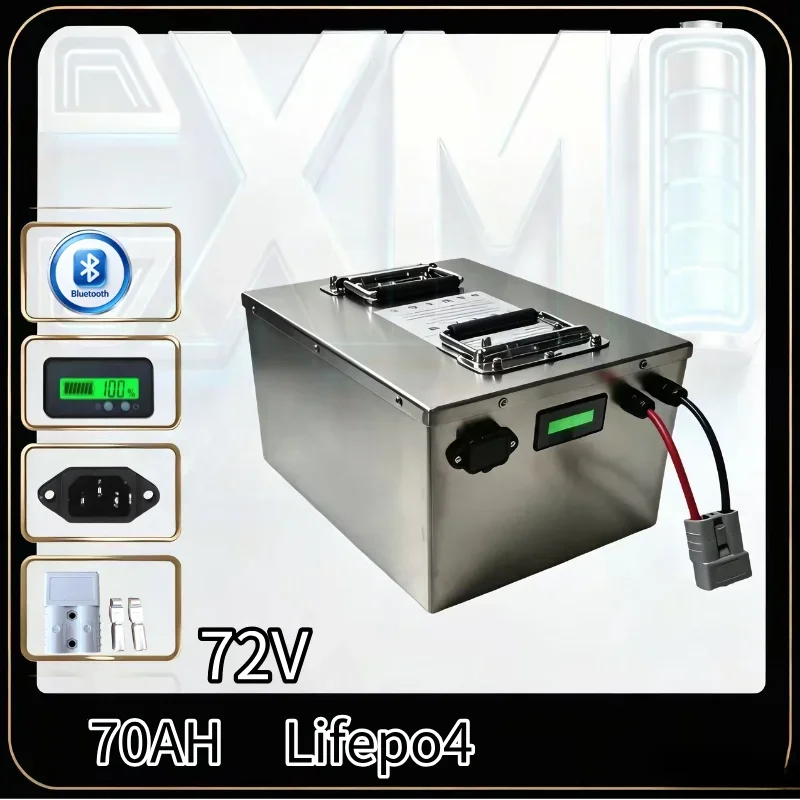 72V 60Ah/70Ah LiFePO4 Battery Pack | Built-in BMS | 5000W-14000W. Safe Rechargeable Lithium Battery for Electric Vehicle, Scoote