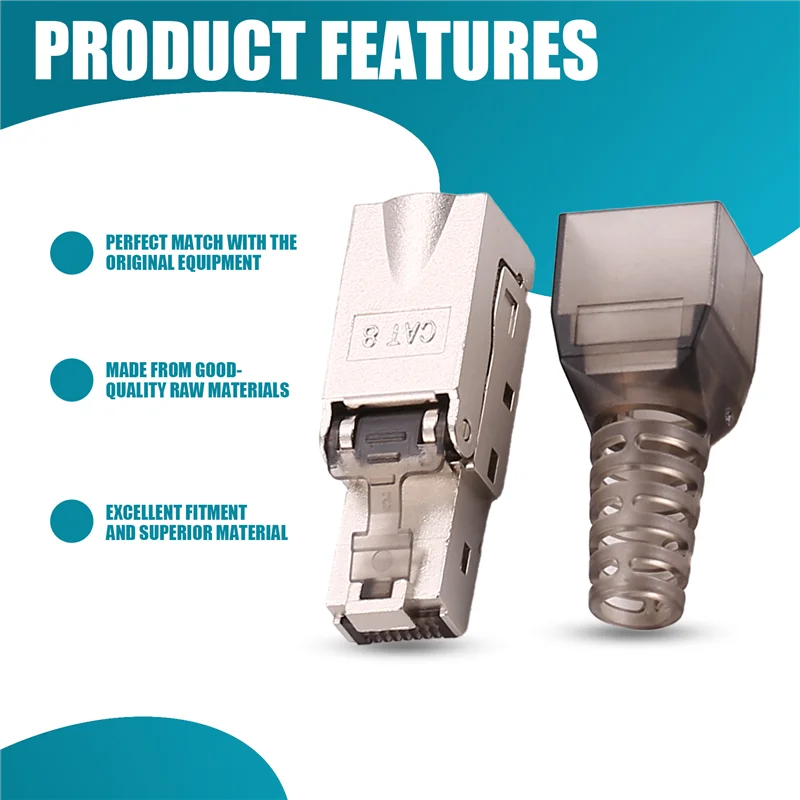 ABGE-8Pcs Tool-Free Shielded RJ45 Cat 7 Termination Plug Cat7 Plug / Cat7 Connector Connectors Modular 23/24AWG