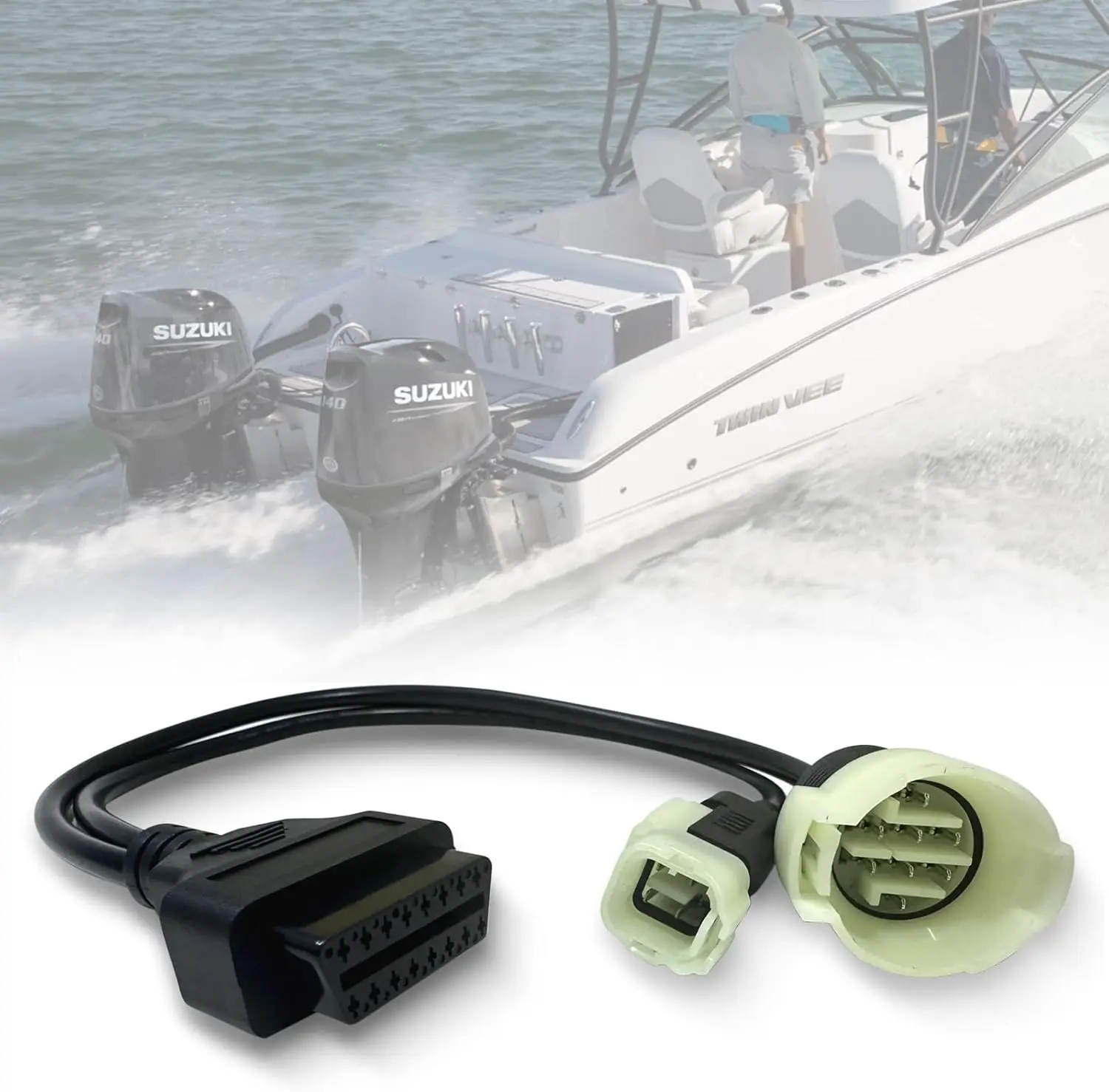 OBD2 Adapter for Suzuki Outboard Motor 4pin+8pin Cable,Fits Suzuki Outboard/Jet Boat/Jaltest Marine(JDC613A) Diagnostic Tool