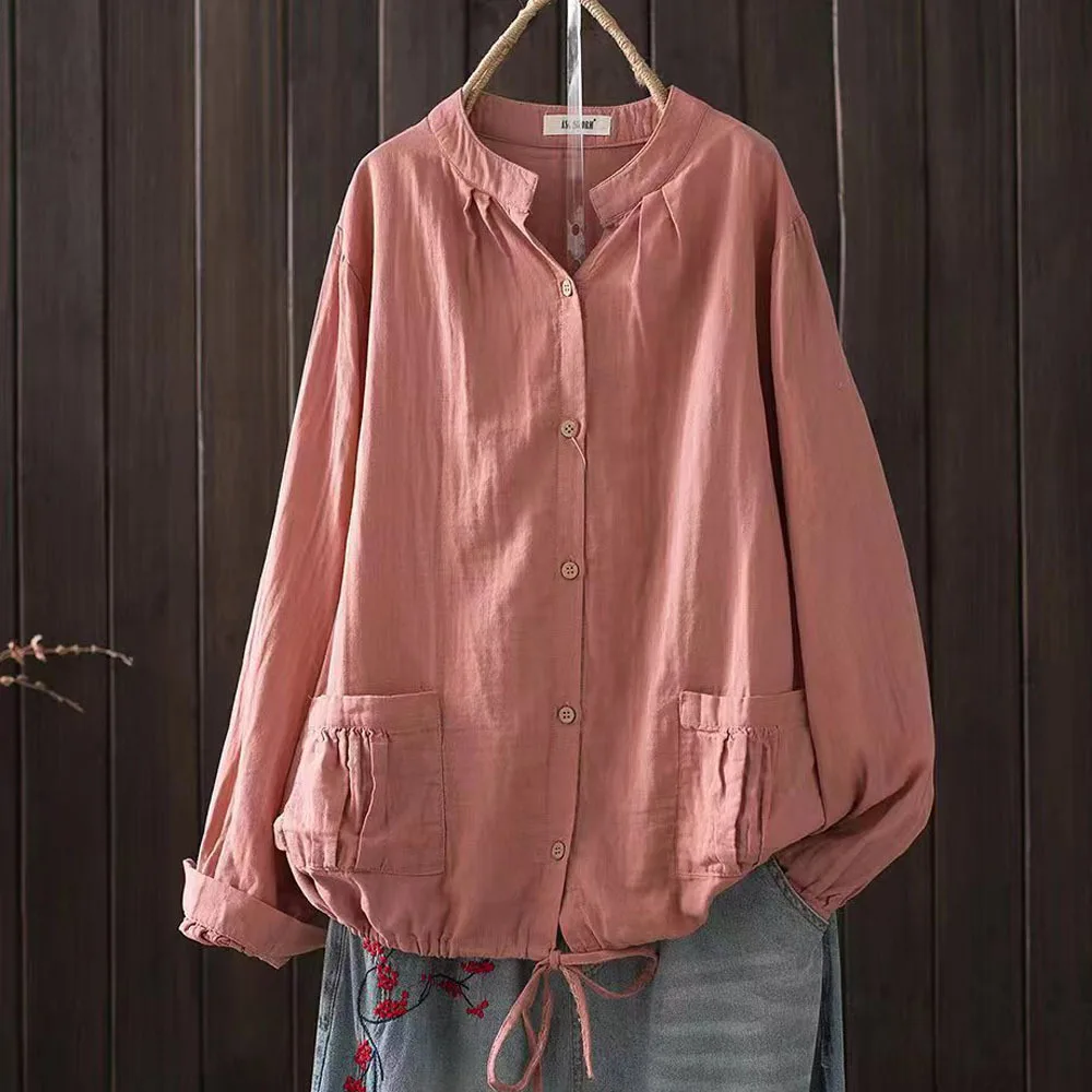 Cotton cardigan female spring and summer cotton yarn long sleeve solid shirts and blouses sun protection outwear women tops