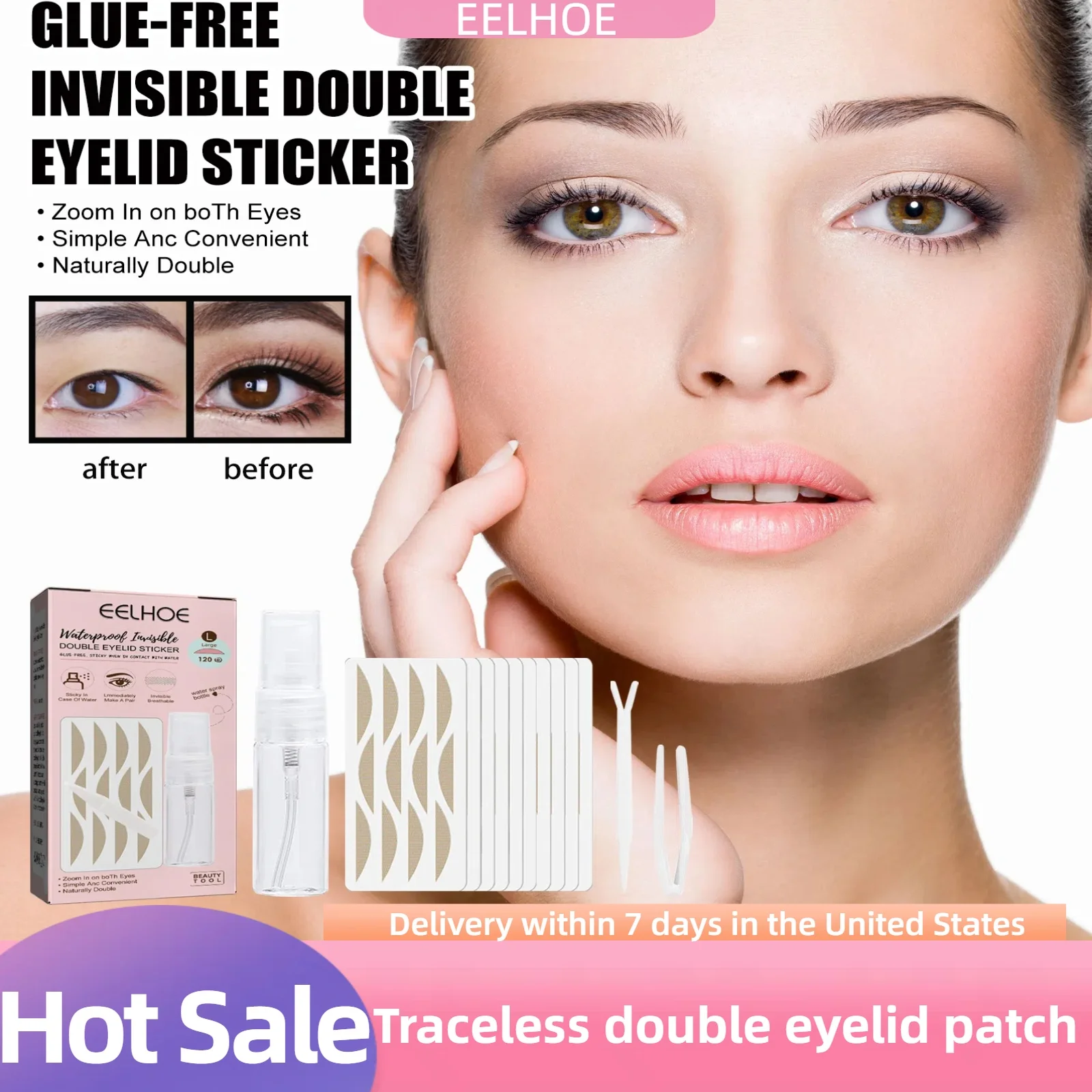 Lace Double Eyelid Patch with Clip Set Invisible Natural Widening Seamless Eyeliner Patch Double Eyelid Patch for Women