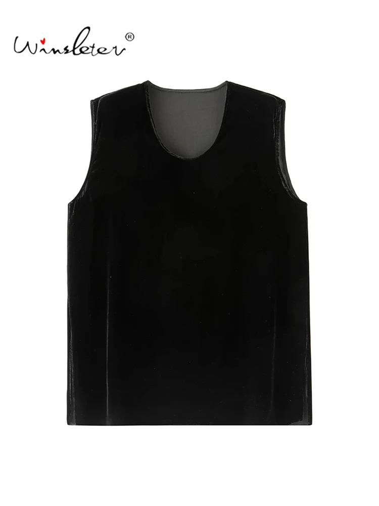 Winsleter-Silk Velvet Elegant Vest, U Neck Solid, Women Fashion Casual Versatile Loose Outerwear Vest, 2026 Autumn New T69366CC