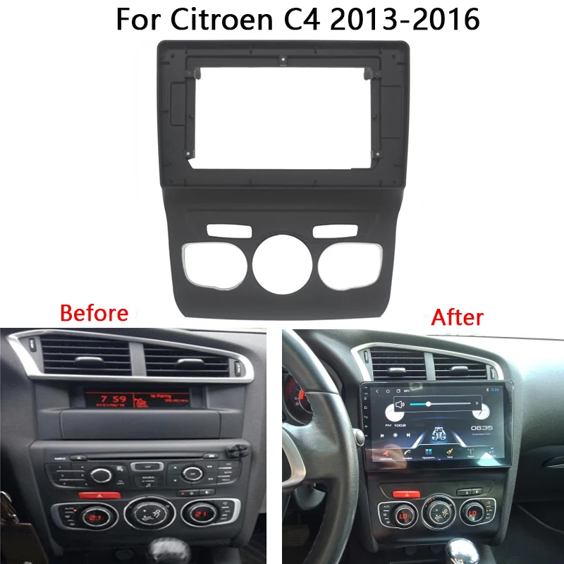 Android Car Radio Frame Kit For Citroen C4 2010-2015 Auto Stereo Center Console Holder Fascia Trim Mount Bezel Faceplate