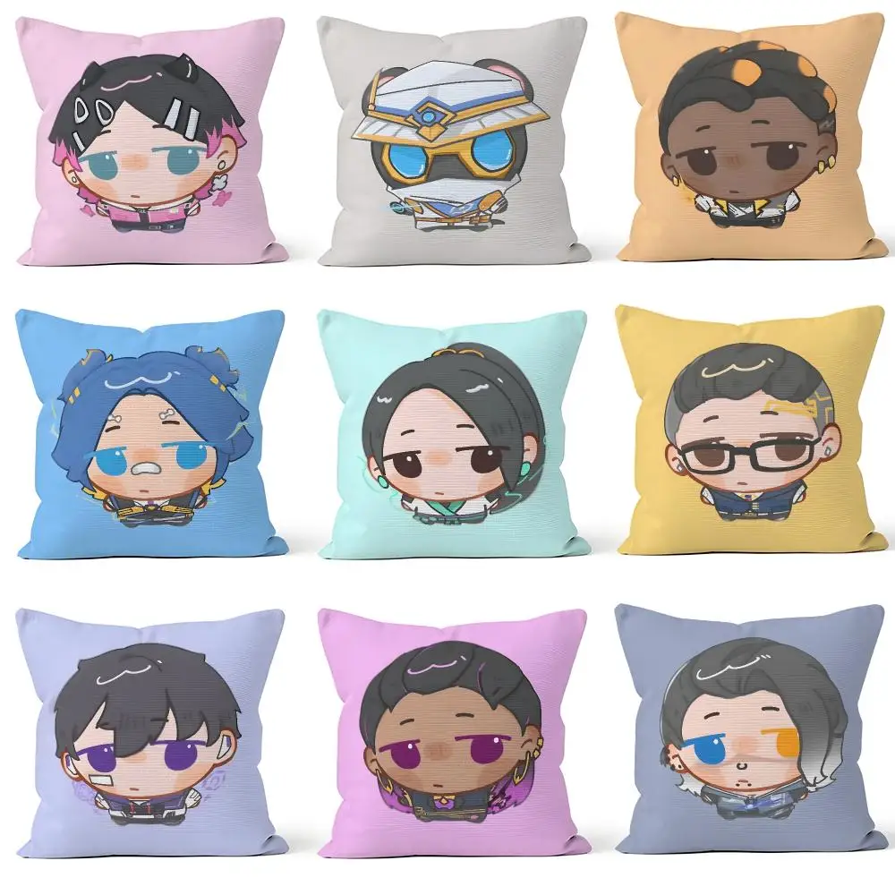 Game Valorant VALO Jett Sage Killjoy Cushion Cover Throw Pillow Soft Short Plush Cozy Durable For Sofa Bedroom Home Decor Gift
