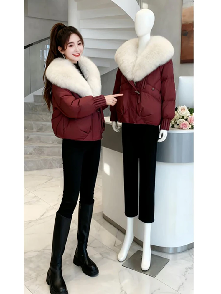 

Premium Feel Ultra Sli down Cotton Jaet Winter Warm Thi Removable Fur Collar Autumn Winter Outerwear Coat
