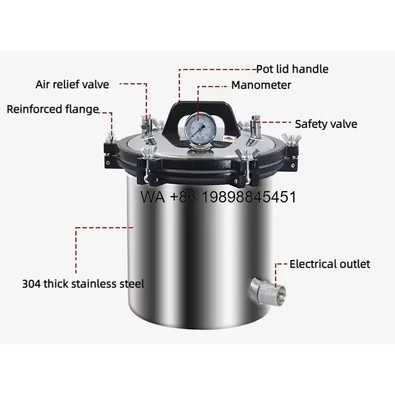 Wmwmnu Stainless Steel Autoclave Pressure Steam Sterilizer 8L 12L 18L 24L Customizable Capacity OEM Supported Laboratory