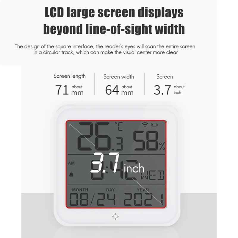 Smart Home Wifi Vochtigheidssensor Vochtigheidssensor Smart Life Binnentemperatuur Alarmsensor met klokfunctie voor Homeabgi