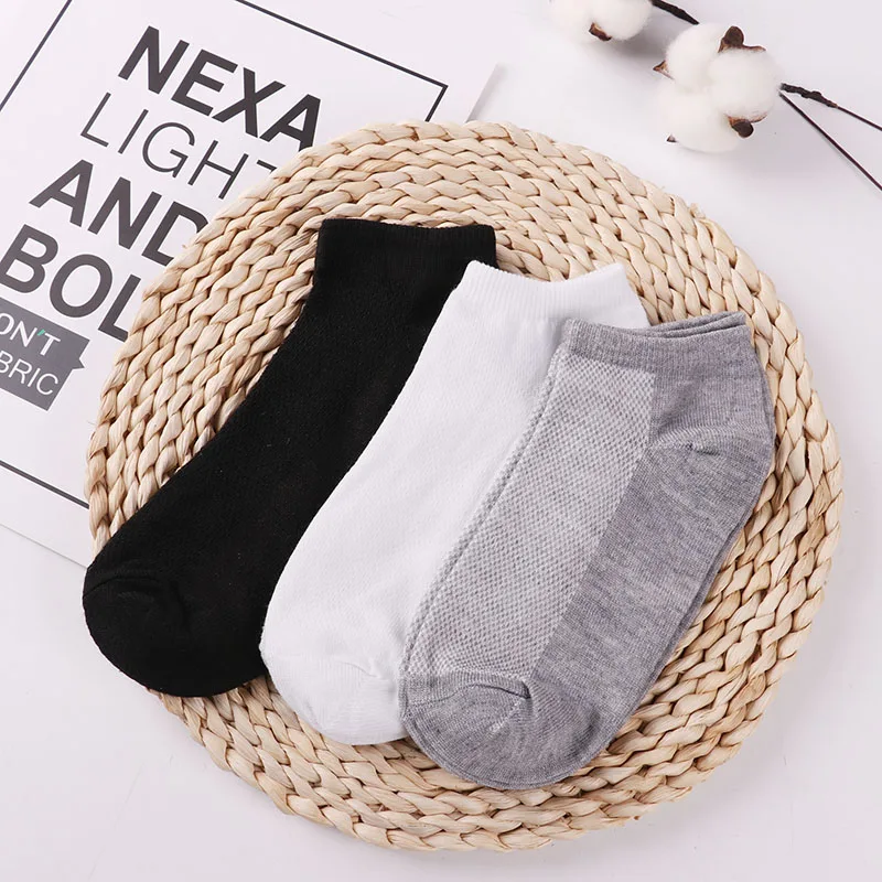 6Pcs=3Pairs/Lot Solid Mesh Men\'s Socks Short Invisible Ankle Summer Cotton Breathable Thin Male Boat Plus Size Eu 38-47