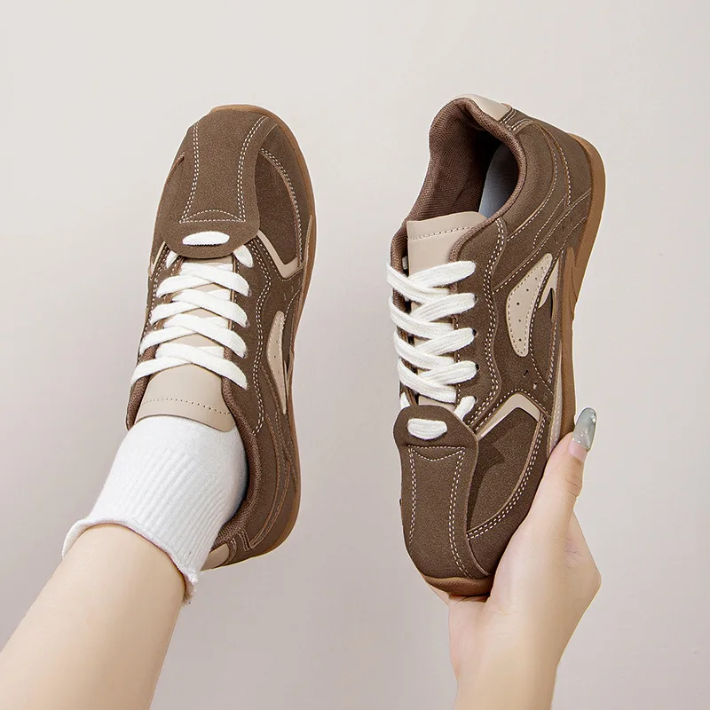 Autumn New Frosted Leather Training Shoes with Flat Bottom Lightweight Eye Catching Small Versatile Student White Women Shoes - Image 5