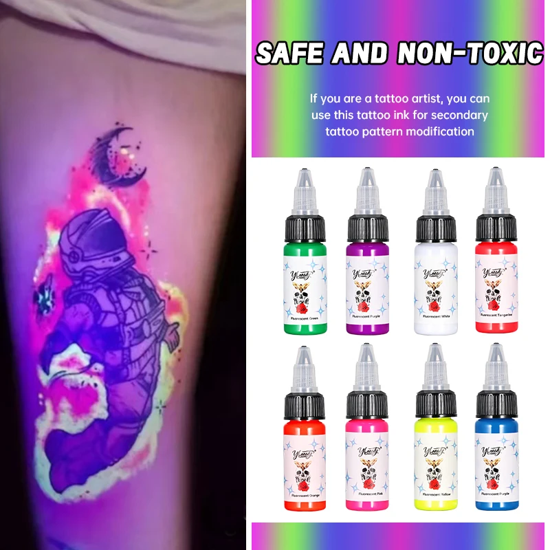 15ml High Quality Fluorescent Tattoo Inks Professional Permanent Makeup Body Microblading Easy Coloring Purple Light Pigment