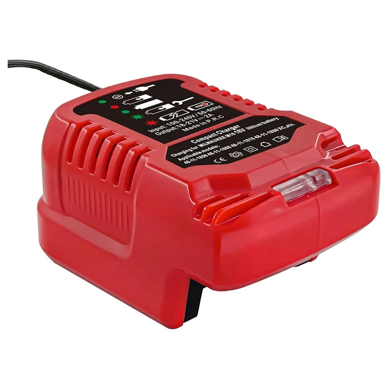 Replace Mini Charger For Milwaukee M18 18V Battery,1/4 Size Of For-Original,For 48-11-1850 48-11-1840 48-11-1815 Durable EU Plug