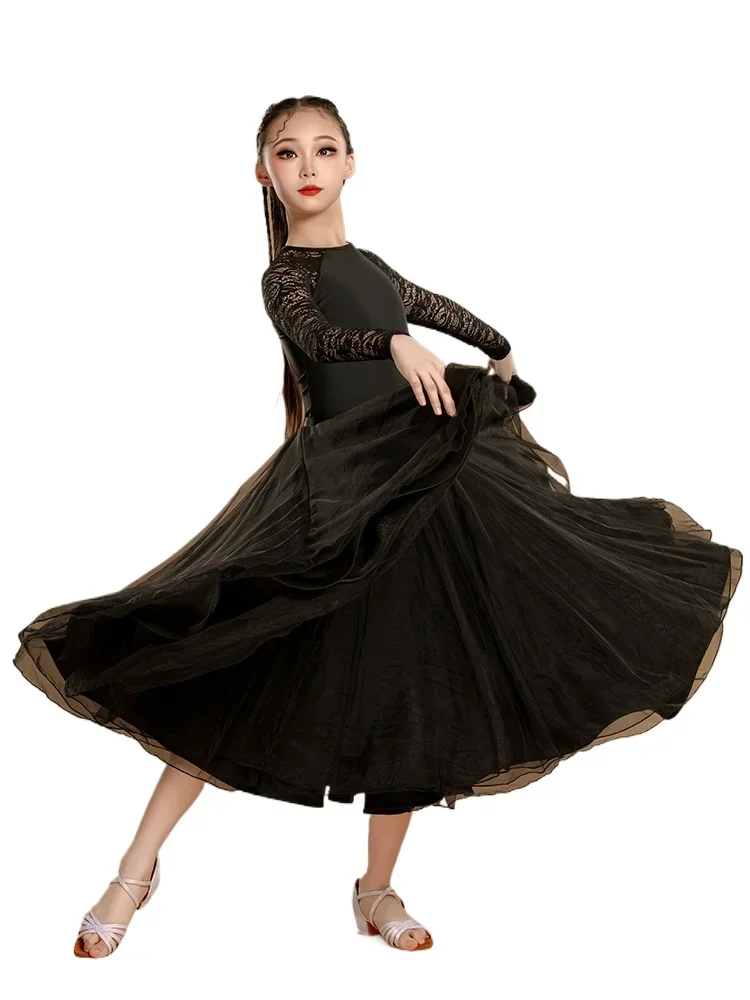 New Modern Girls's Ballroom Dance Costumes Waltz Dance Performance Competition Skirt Set Art Test Wear