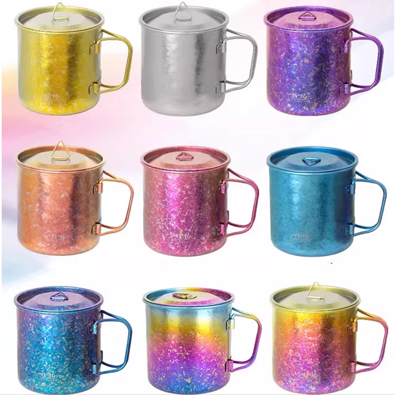 

Titanium Rainbow Water Cup Folding Outdoor Cup Can Boil Water Camping Single Household Layer Cup Couple Gift Travel Essentials