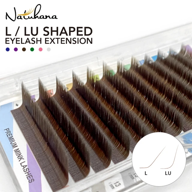 NATUHANA L/LU(M) Curl Auto Fans Colored Lashes Easy Fan Color Przedłużanie rzęs w kształcie litery L Indywidualny makijaż rzęs z norek