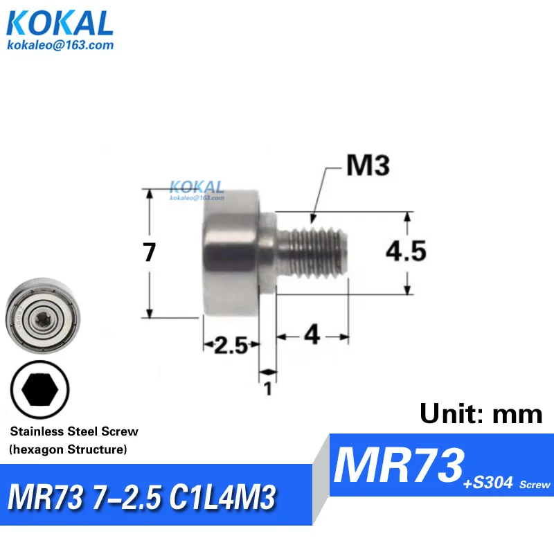 M3 high quality screw bearing M3 MINISIZE ball bearing with SUS304 stailesss steel screw nonstand screw wheel bearing pulley