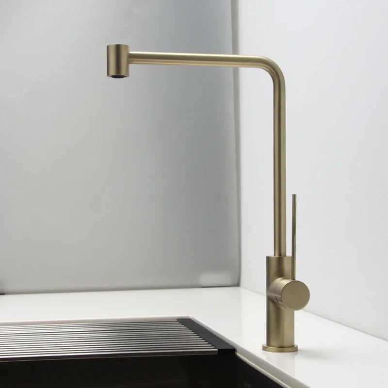 Brass Kitchen Faucet Sink Tap Single Lever Hot and Cold Water Faucet Gun Gray Rotation  Tap Total Brass New Arrival