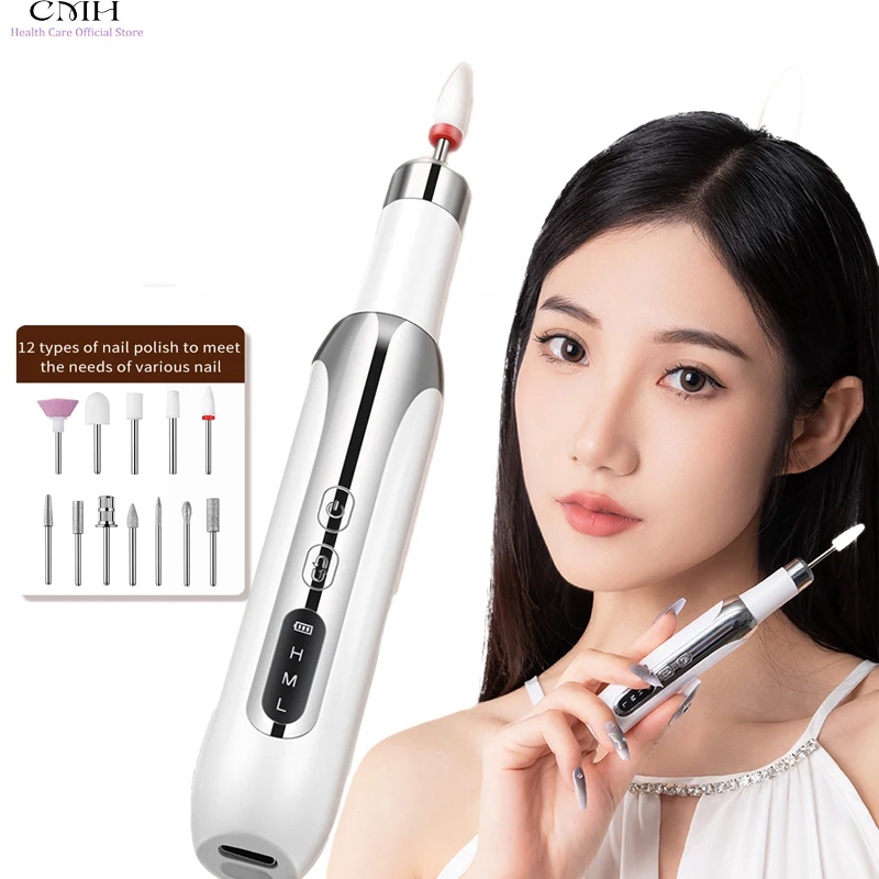 Set trapano elettrico professionale per unghie - Strumento per molatura pedicure e manicure per lucidatura di smalto gel Stampa CMH sulle unghie finte