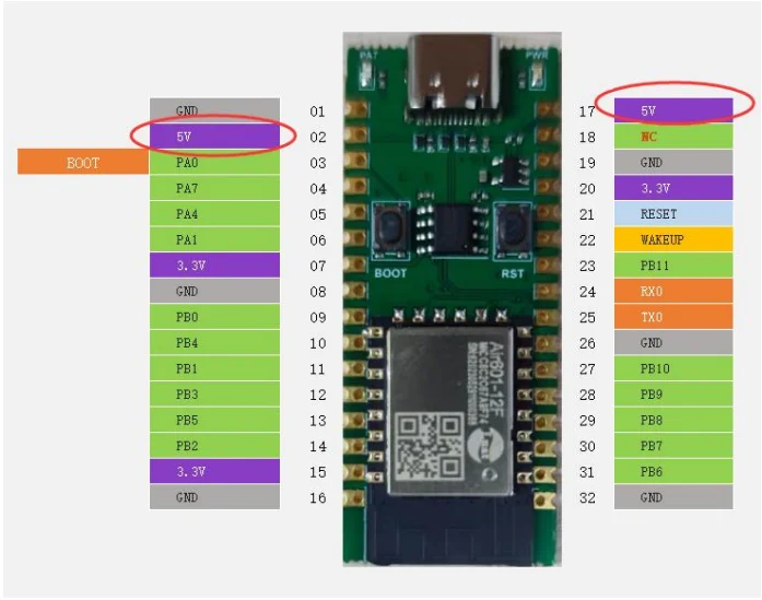 Air601-12F Module Development Board 2.4G IEEE802.11 b/g/n Wi-Fi BT/BLE 4.2 Compatible with ESP-12F AT Instruction 8266