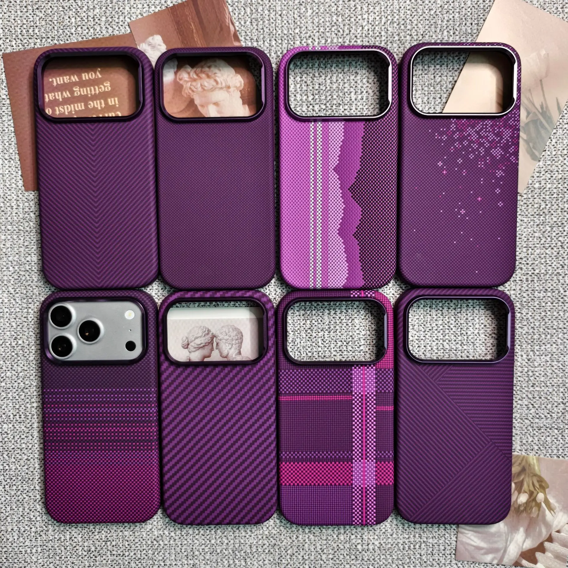 Luxury Business Carbon Fiber Texture PC+TPU Case for iPhone 18 Pro Max 17Pro for Magsafe Skin Feel Alloy Lens Button Phone Cover